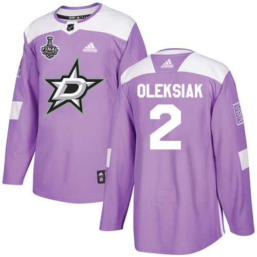 Adidas Men Dallas Stars #2 Jamie Oleksiak Purple Authentic Fights Cancer 2020 Stanley Cup Final Stitched NHL Jersey